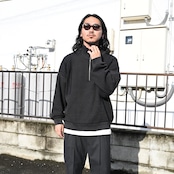 YASHIKI(ヤシキ)着回し抜群ハーフジップニット、普通に良いスラックスstyle