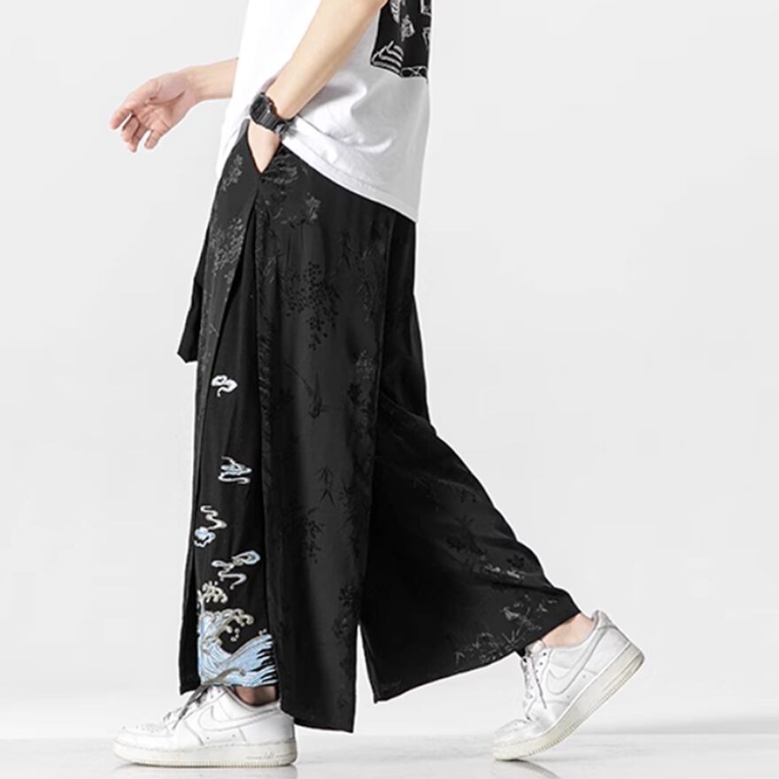 サブカル 服 地雷系 通販 メンズファッション 袴パンツ 刺繍 エスニック レトロスタイル ストリート系