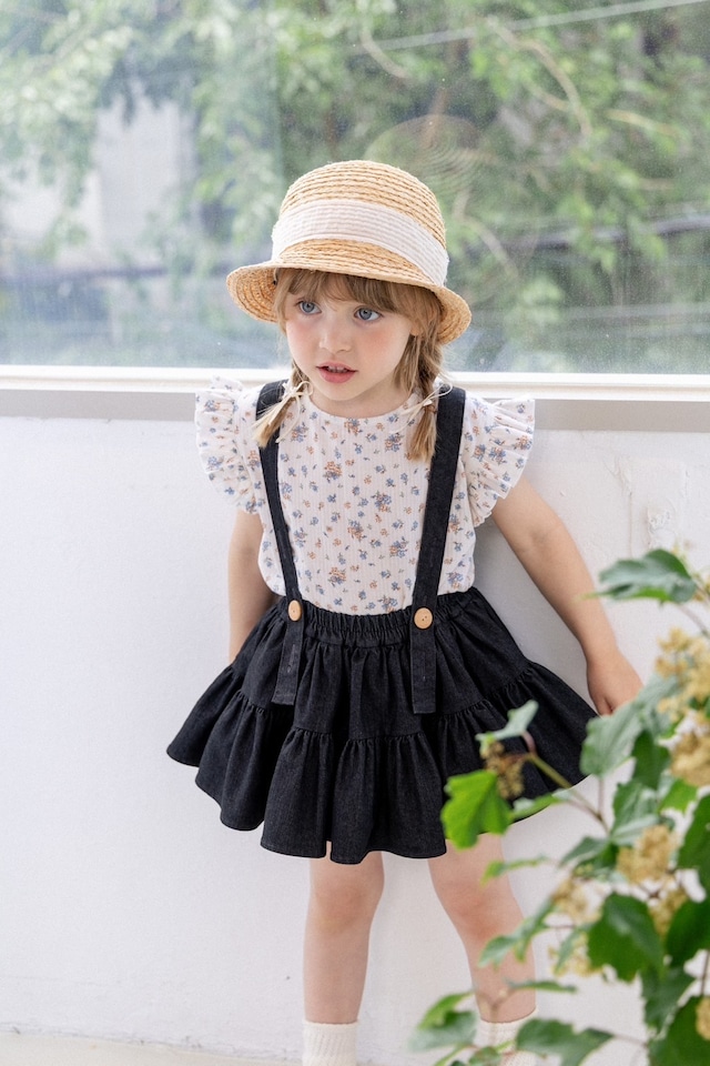 【予約】送料無料 Wonny Ribbon Black denim skirt (black)《送料無料))