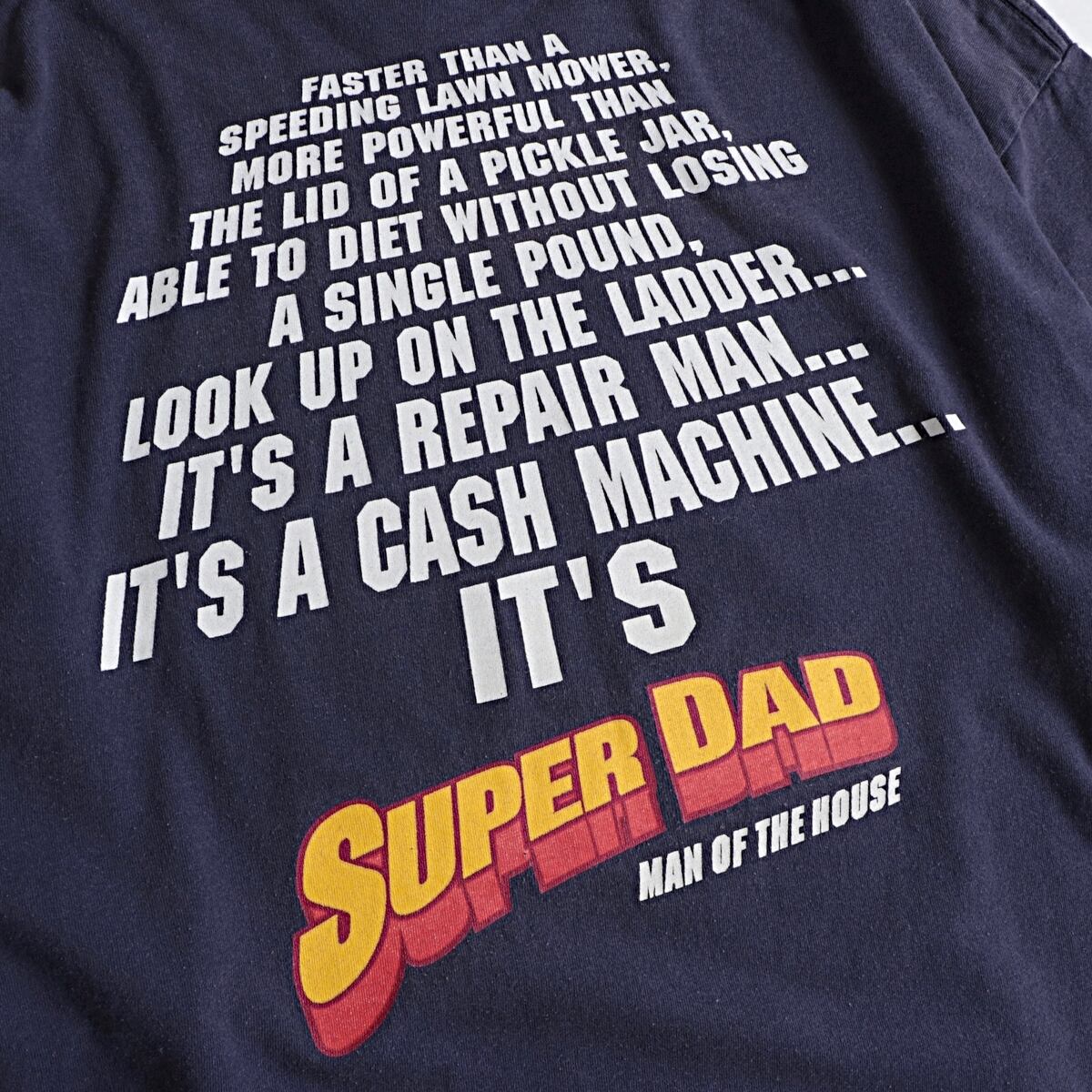 90s super dad スーパーマン パロディ ロゴ usa製 Tシャツ 古着 used