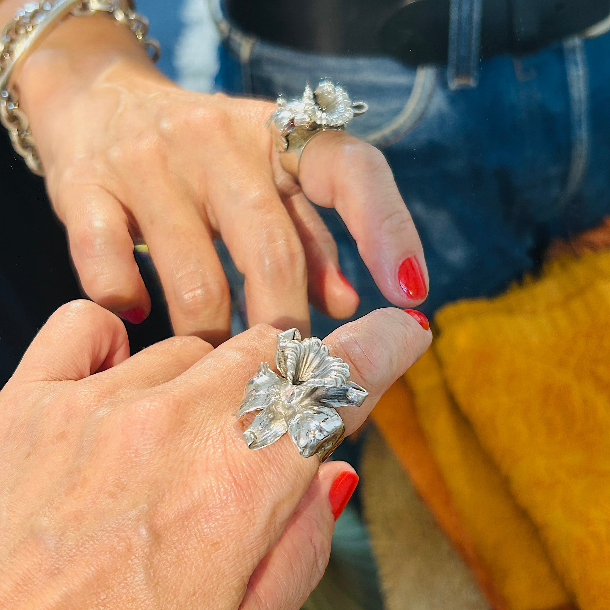 シルバー925 花柄リング あ シルバー925 LARGE 3D FLOWER リング（13号） | Milo Antiques & Vintage
