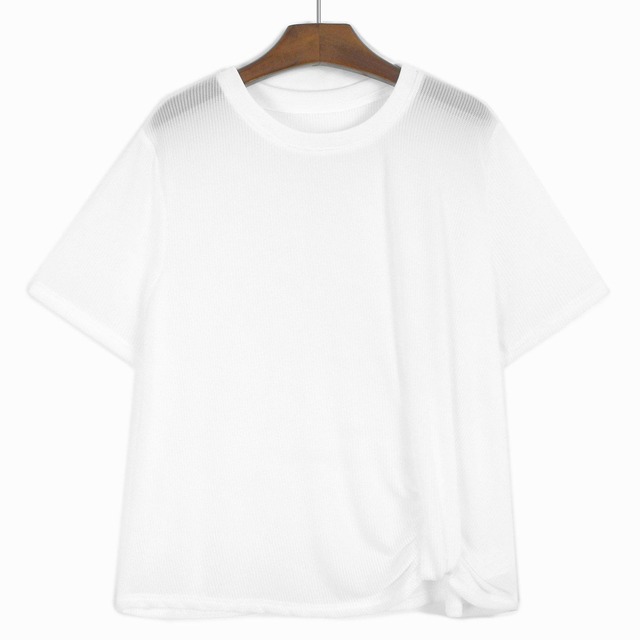 MINIMAL SEMI-SHEER STRETCH KNIT T-SHIRT M- M-17259
