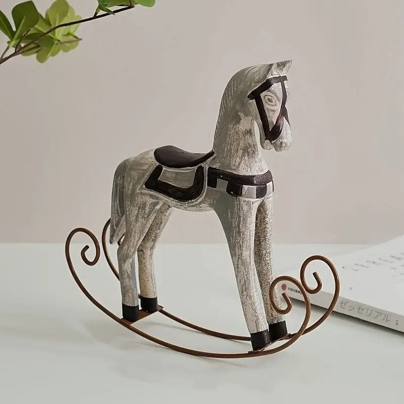 木馬オブジェ 木製 ロッキングホース 置物 馬 アンティーク