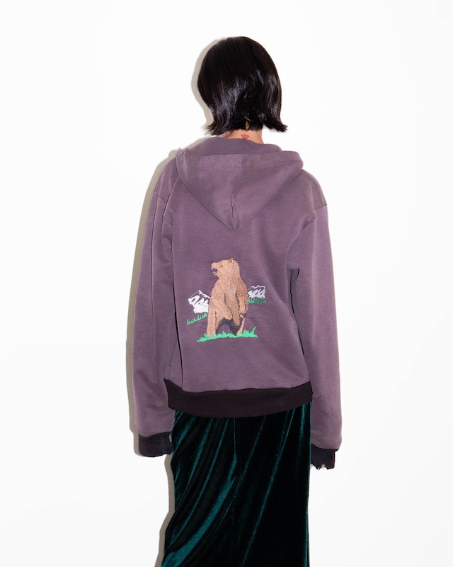 1990s Carhartt - good damaged back embroidered zip-up hoodie