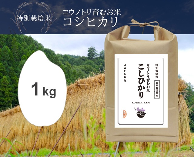 1kg コウノトリ育むお米 こしひかり