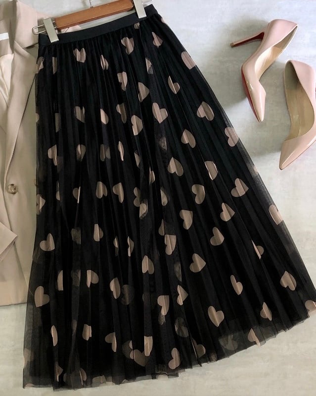 【関税込み】DVF ★完売必須★ ラヴニタスカート ハート柄 黒 ハート柄スカート | Fuwari