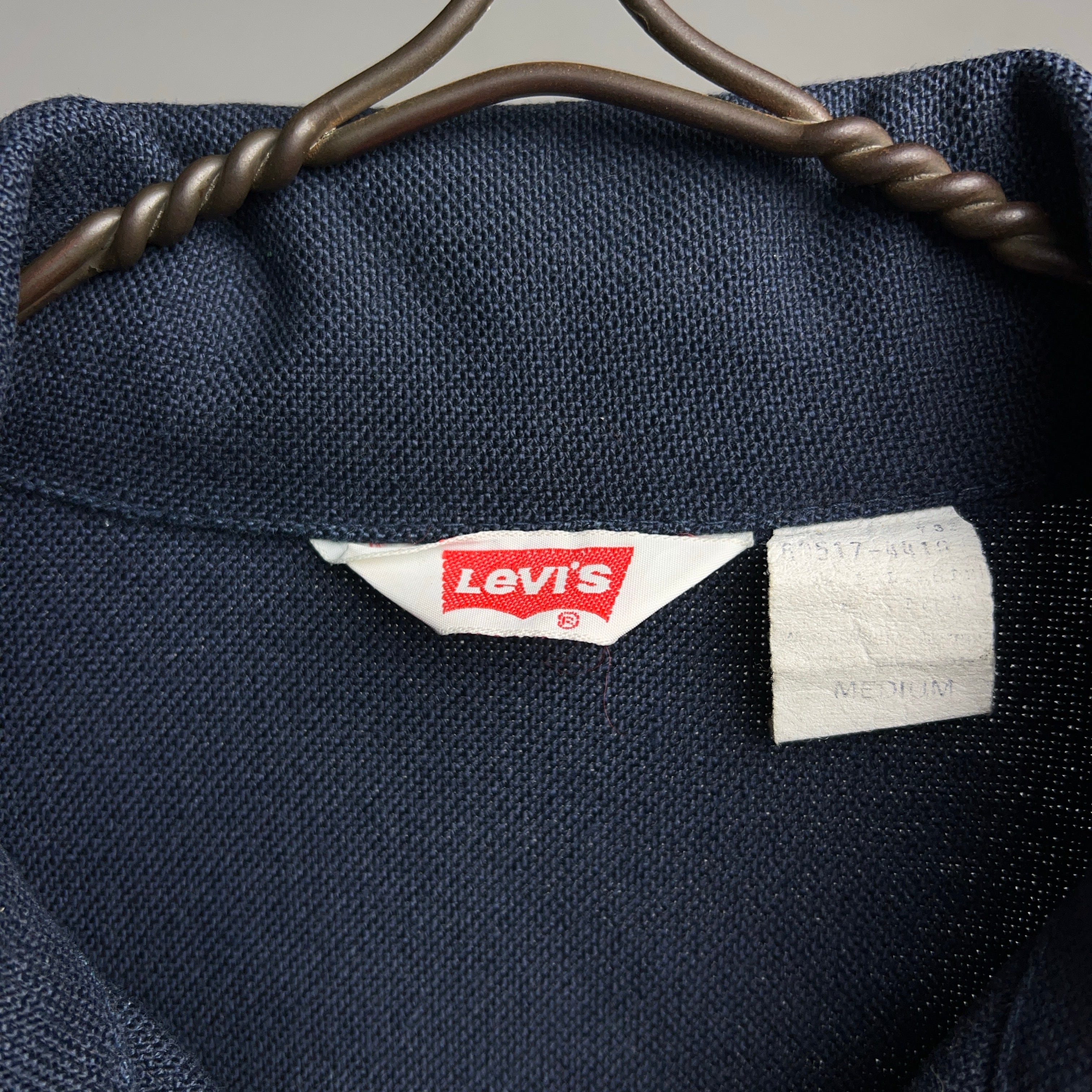 70's LEVI'S POLY-COTTON SHIRTJACKET NAVY BIG E 70年代 リーバイス