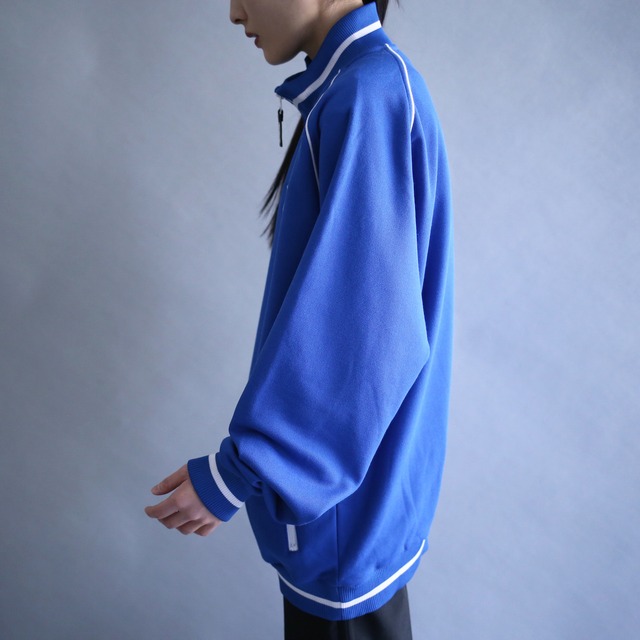 blue × white good coloring loose silhouette track jacket（dead stock）