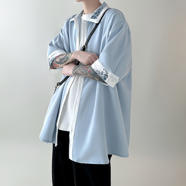 【XUJIAシリーズ】★半袖シャツ★ 3color カジュアル トップス シャツ 男女兼用 メンズ 涼しい 夏服