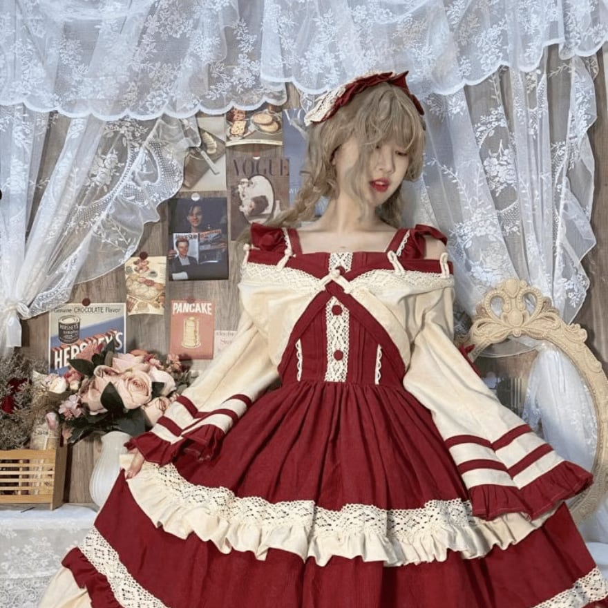 韓嬢】締結恋羽シリーズロリィタドレス4点セット ブルー - メルカリ