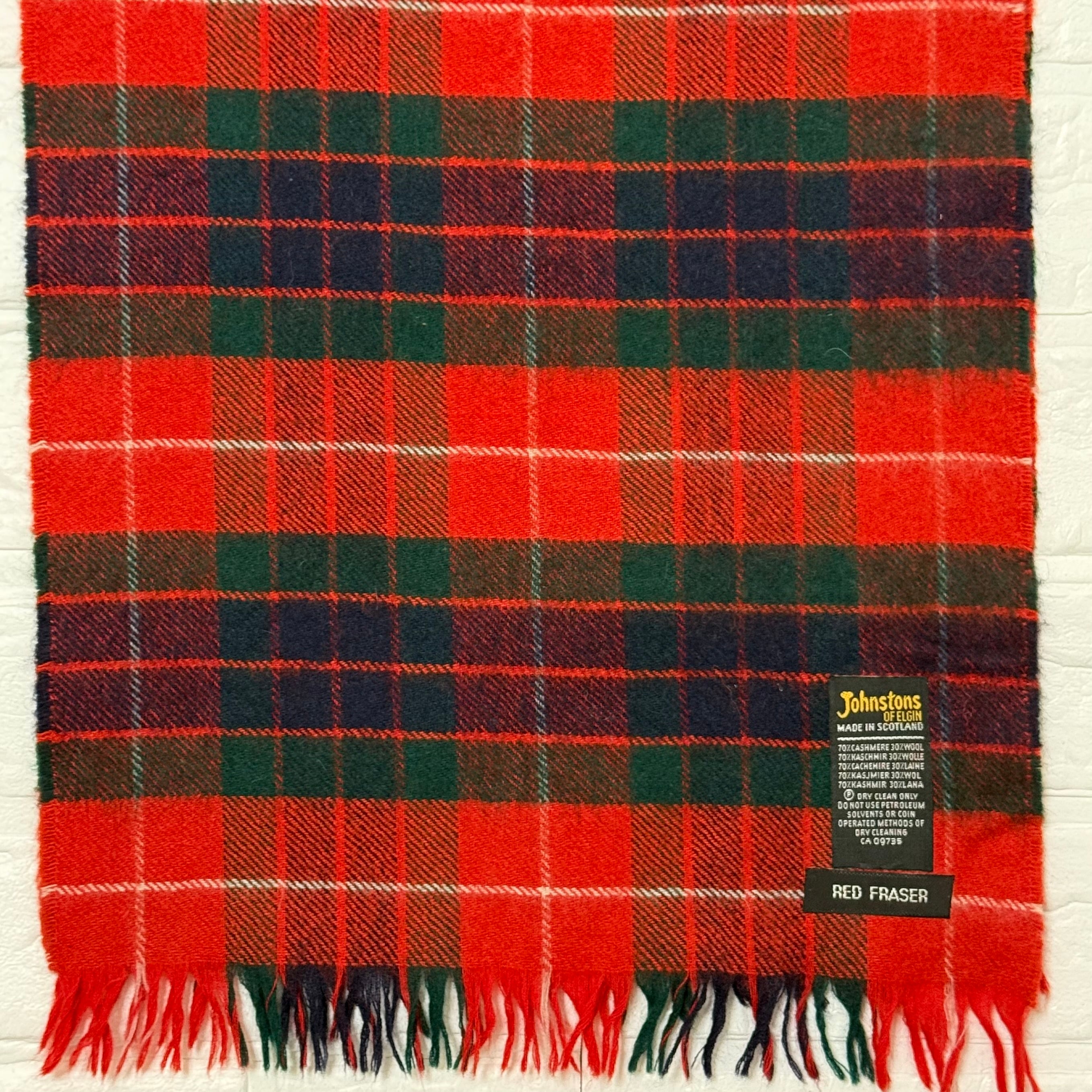 Johnstons of Elgin フレイザーレッド タータン カシミヤ×ウール