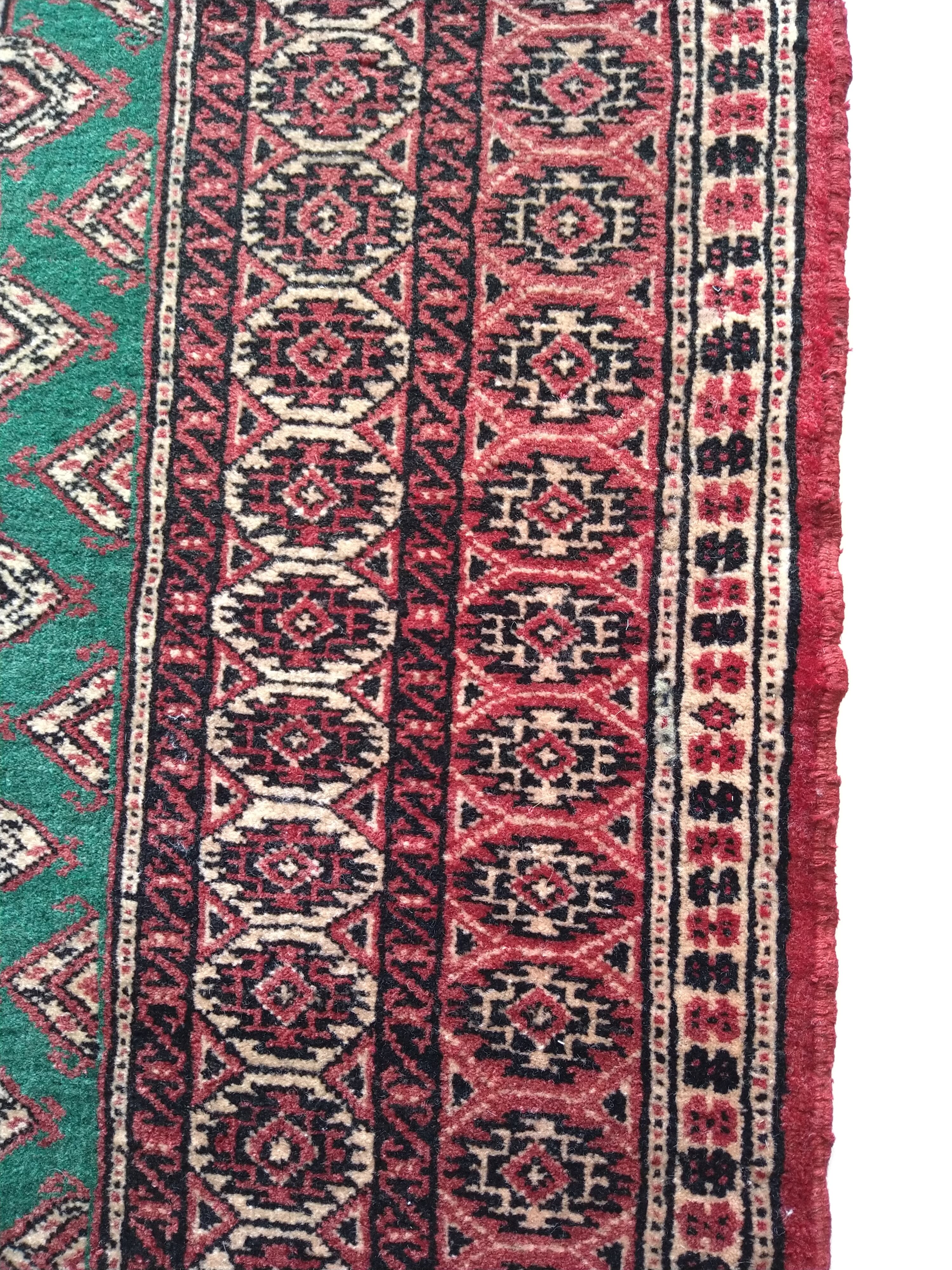 Vintage Persian Rug 100x64cm Turkmen Red x Green ペルシャ