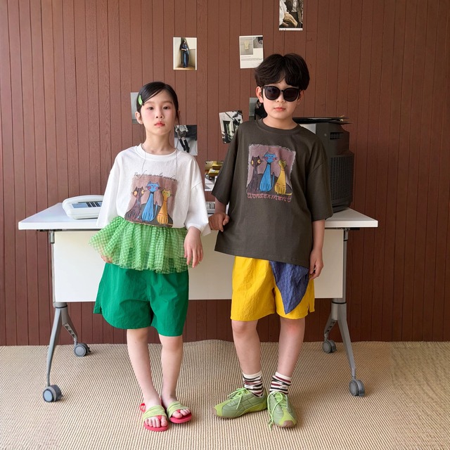 【KID】トリプルキャットプリント半袖Tシャツ - 4