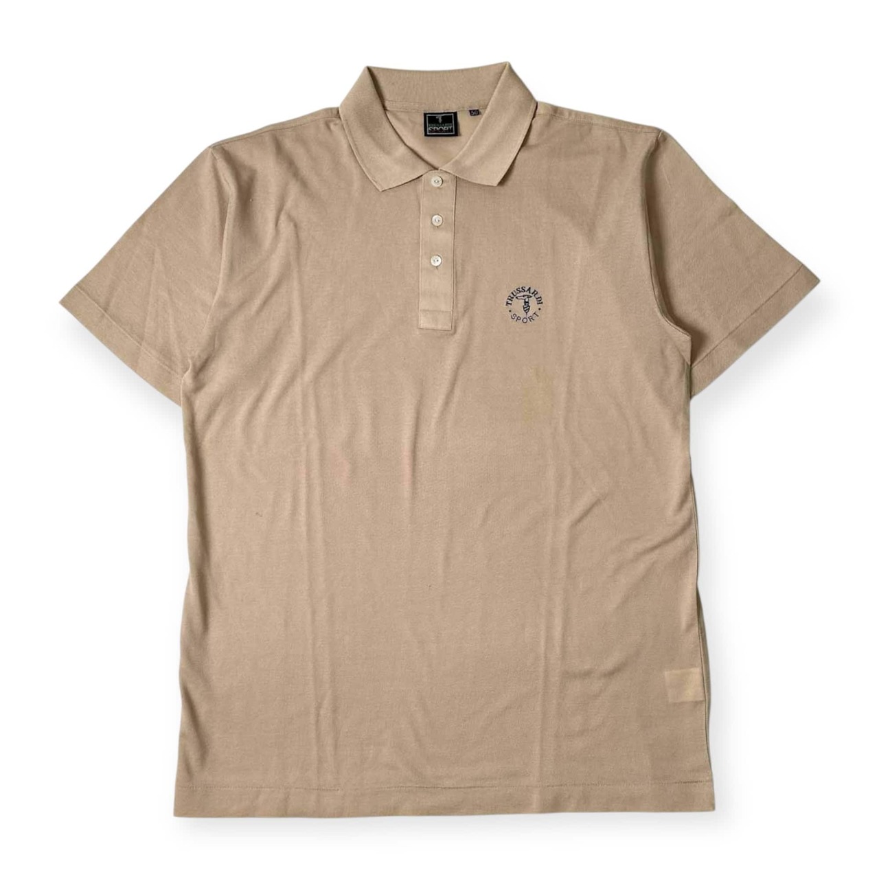 TRUSSARDI SPORT トラサルディ ワンポイント 鹿の子 半袖 ポロシャツ 50/ベージュ メンズ