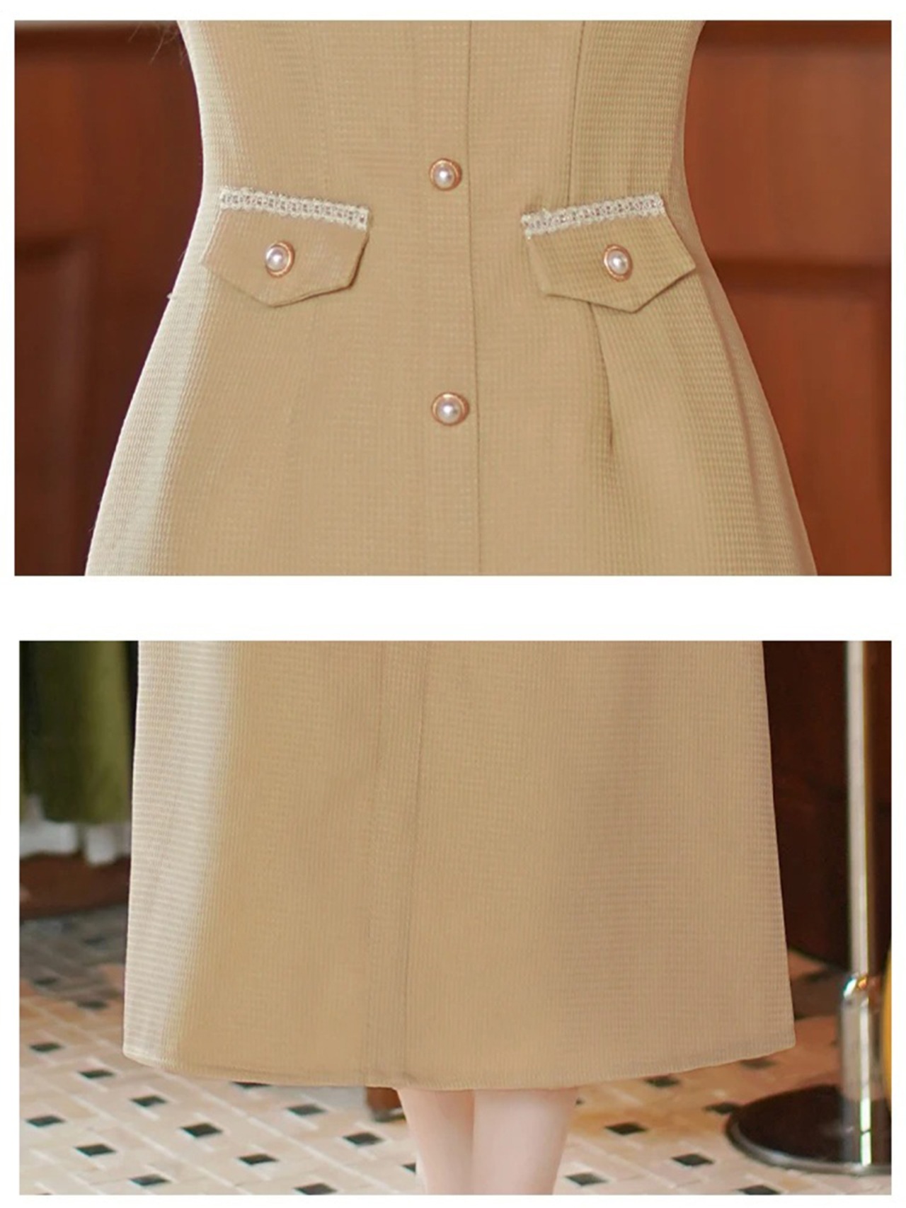 【0163】Fake Layered Jumper Skirt Long Sleeve Dress