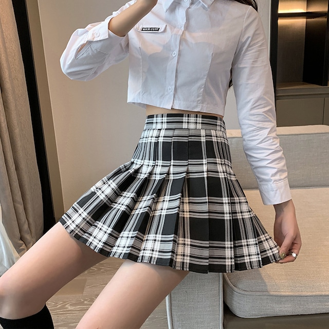 韓国スタイル スクールテイスト チェック柄 ショート丈 スカート