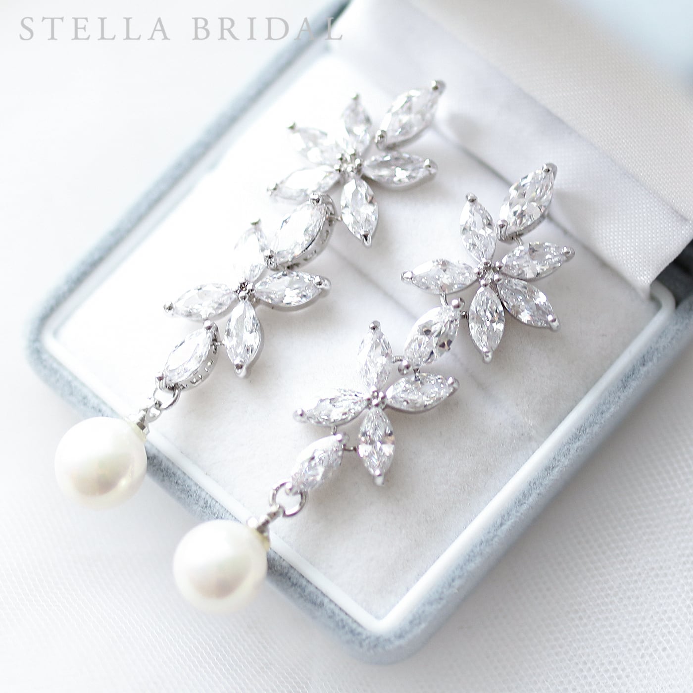 【受注生産品】キュービックジルコニア ウェディングピアス&イヤリング シルフィー ペルル