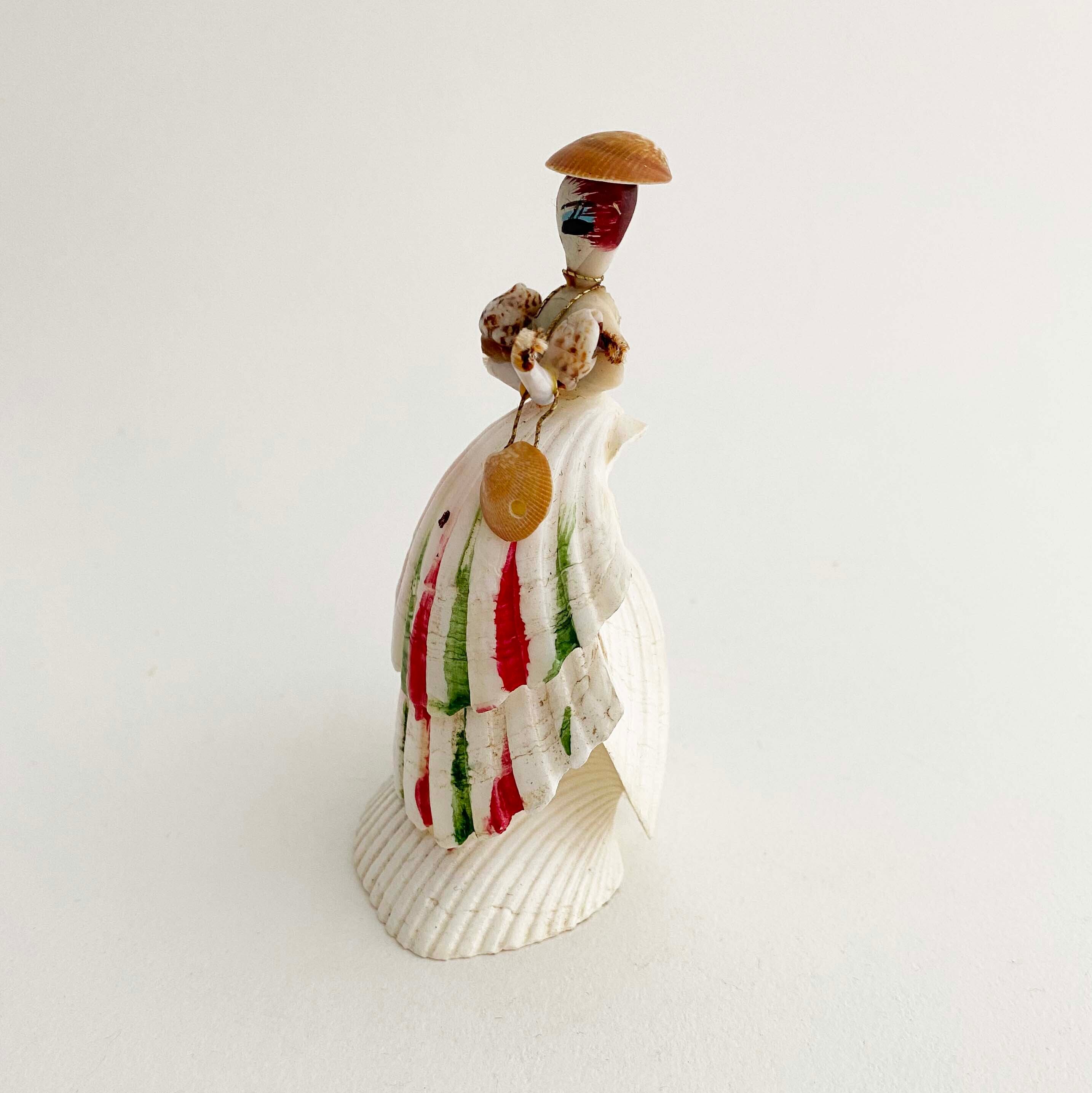 デッドストック昭和 貝人形お嬢さん(ホタテ貝)江ノ島しおり付き