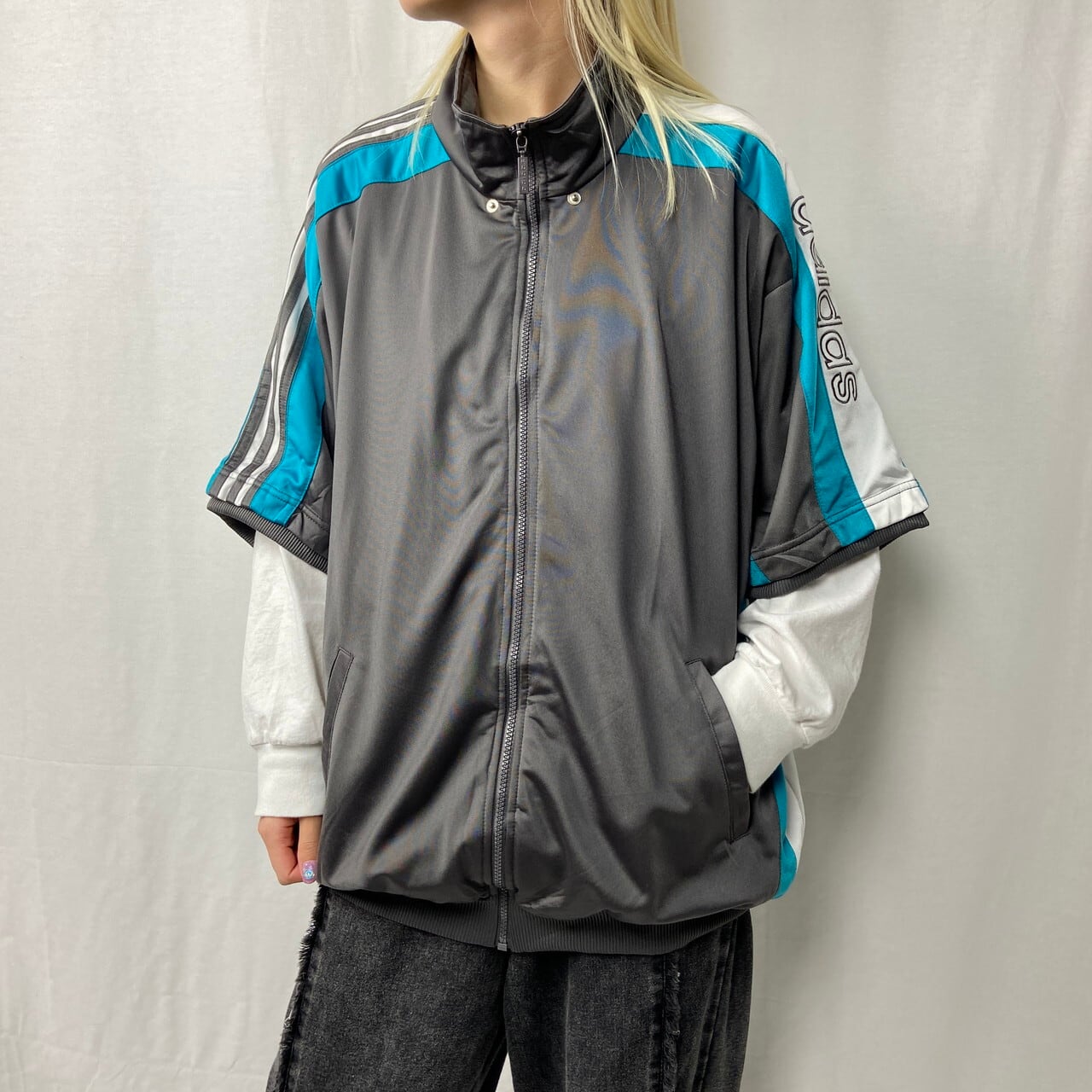 90年代 adidas アディダス 半袖 ジャージ トラックジャケット メンズXL 