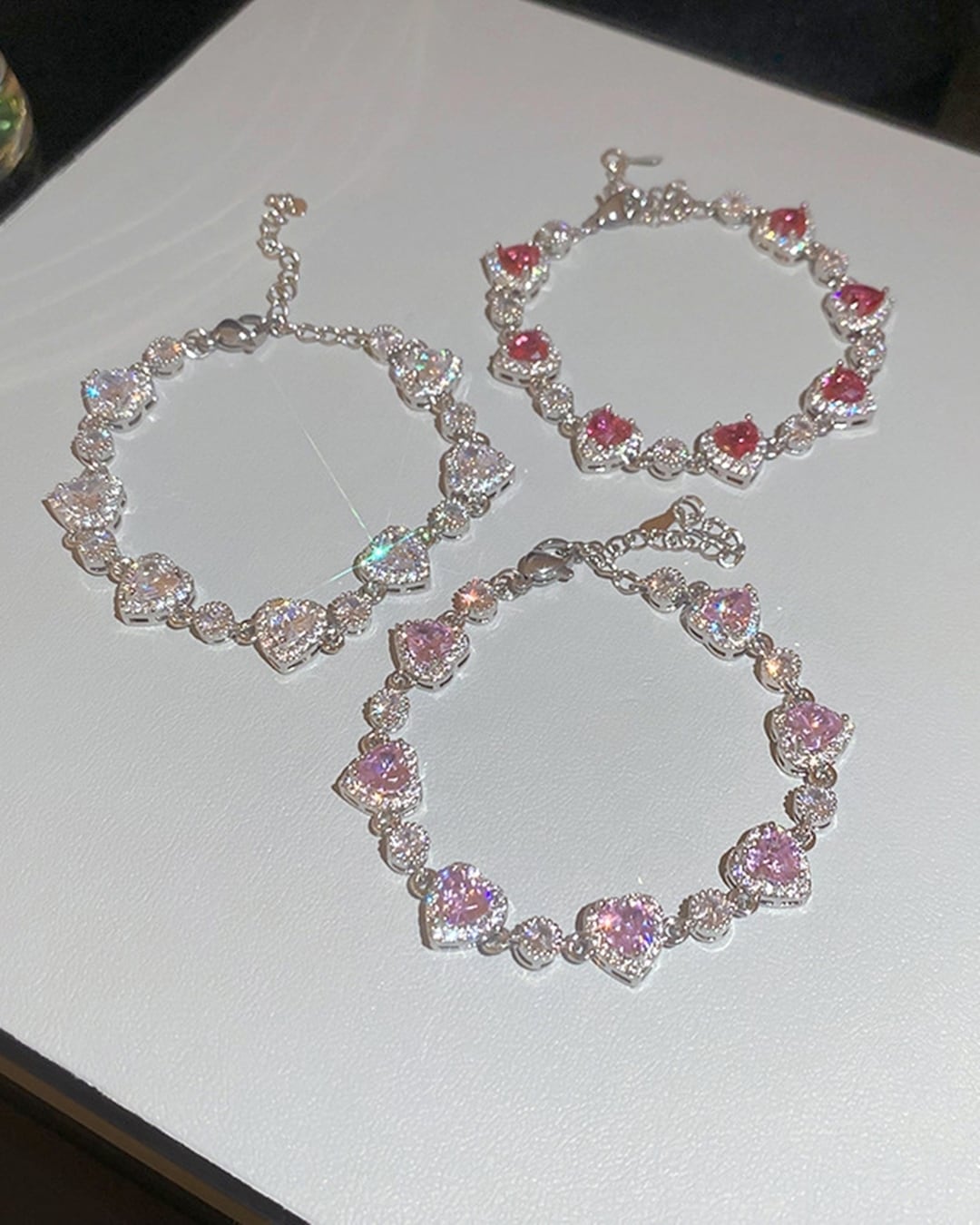 ハートストーンチェーンブレスレット(3 colors) 25A01020