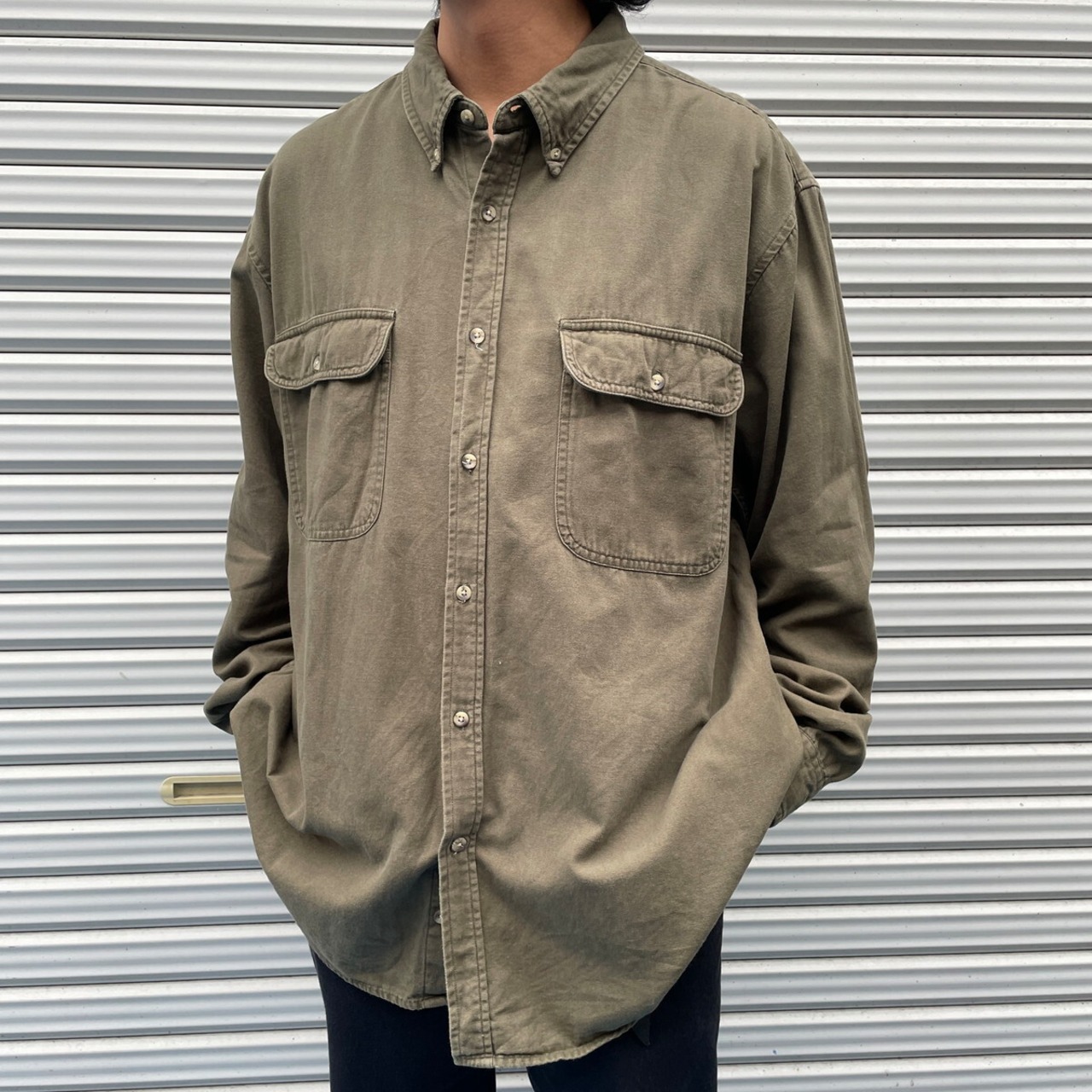 90年代 OLD GAP オールドギャップ 無地 コットン 長袖シャツ メンズXL