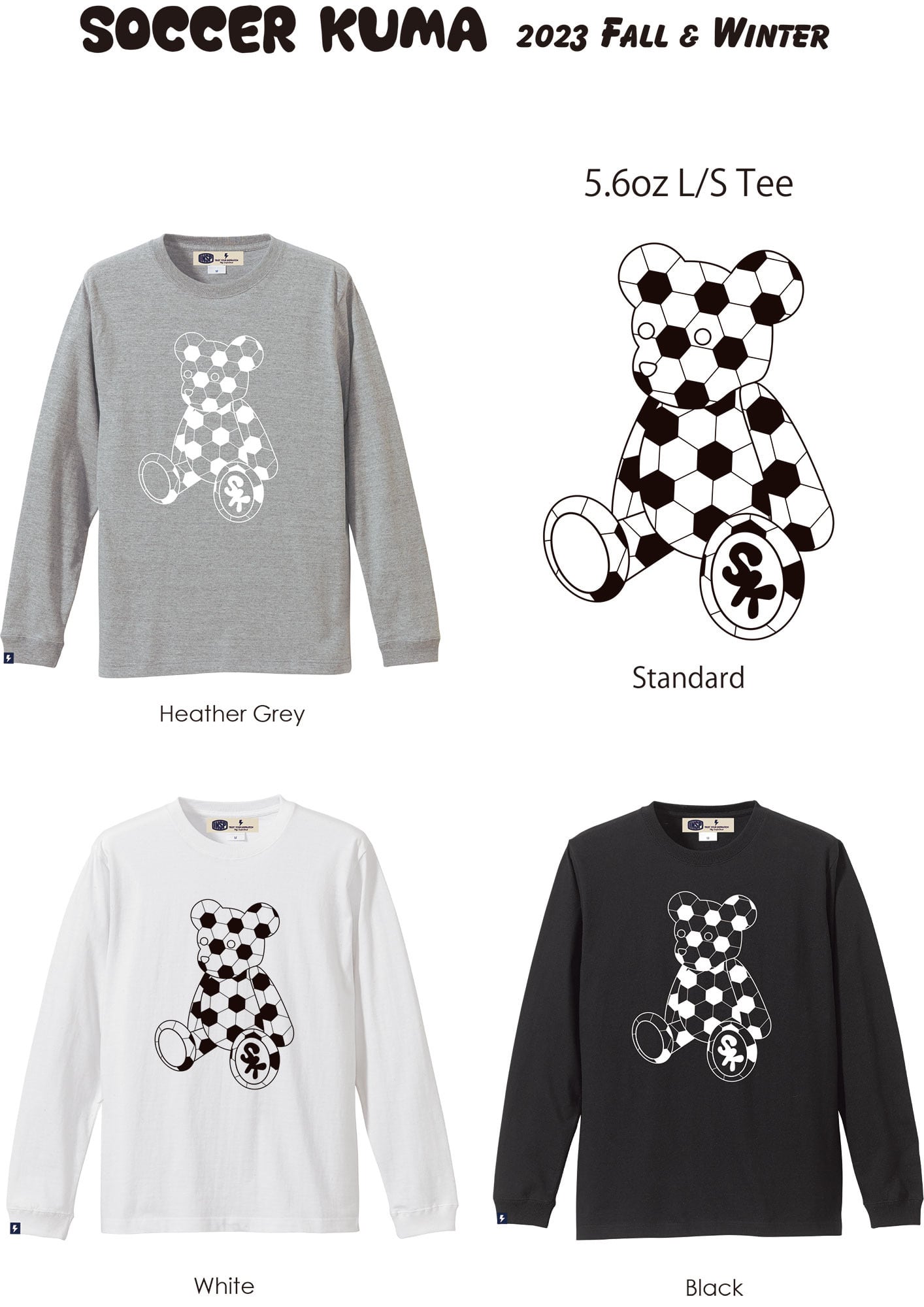 さっかーくま KUMAロゴ L/S Teeシャツ ユニセックス SK25701