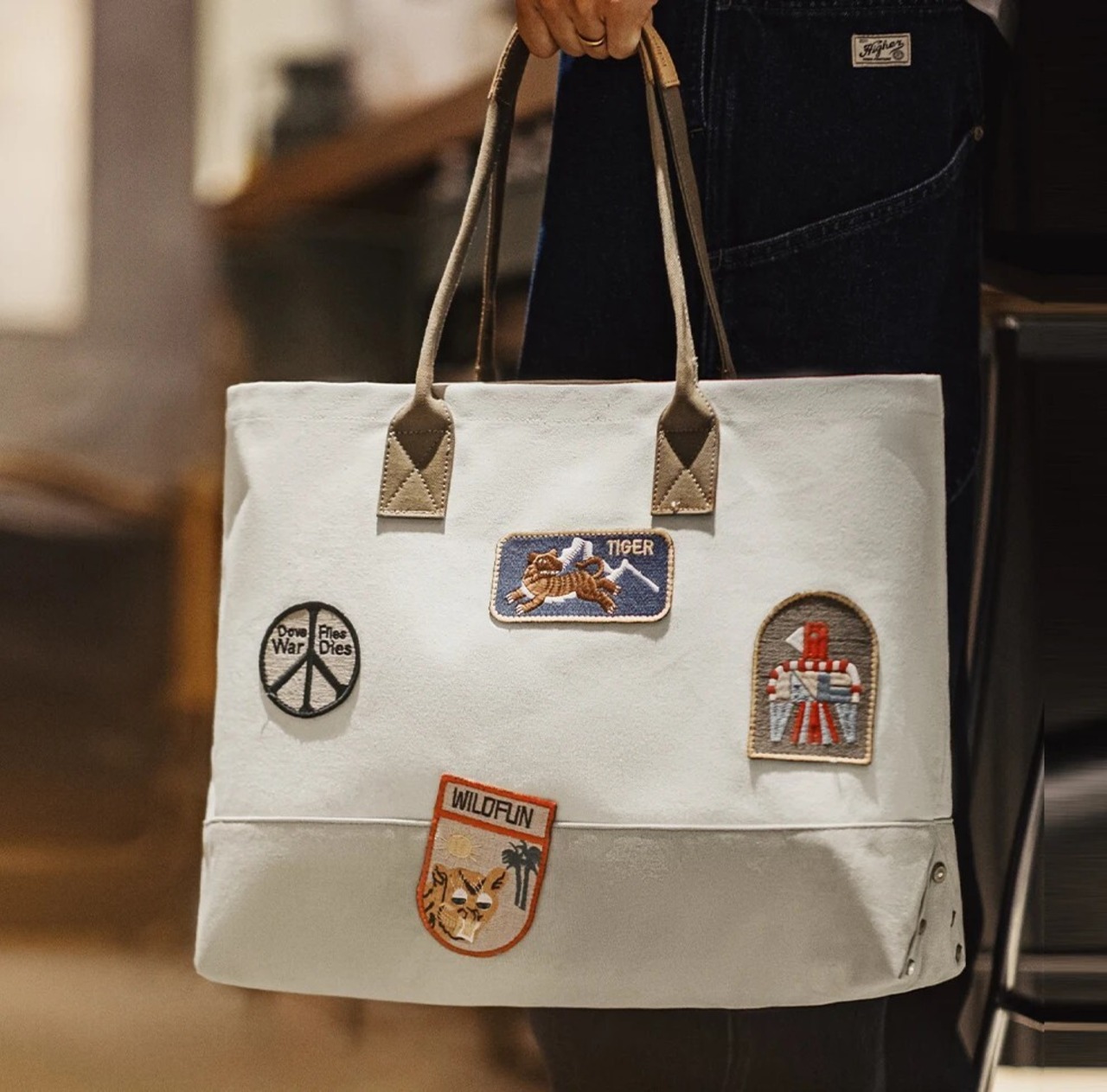 Embroidered Patch Tote Bag / 刺繍入り ワッペン トート バッグ