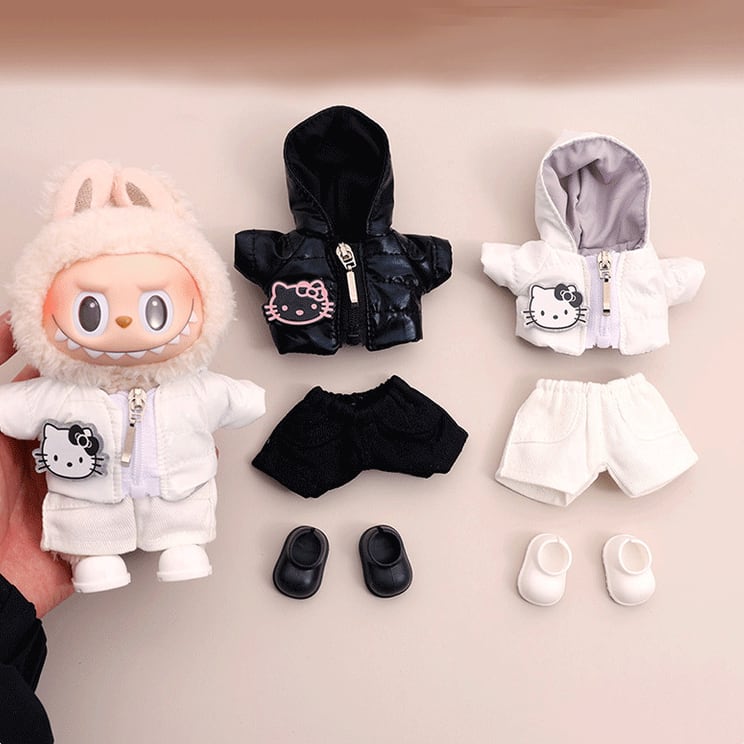 可愛い 冬コーデ フード付きダウン!Labubu 15cm/17cm 着せ替え ラブブ 冬 フード付き ダウンジャケット セット 新作 The monsters 1.0 2.0 3.0 可愛い コーデ