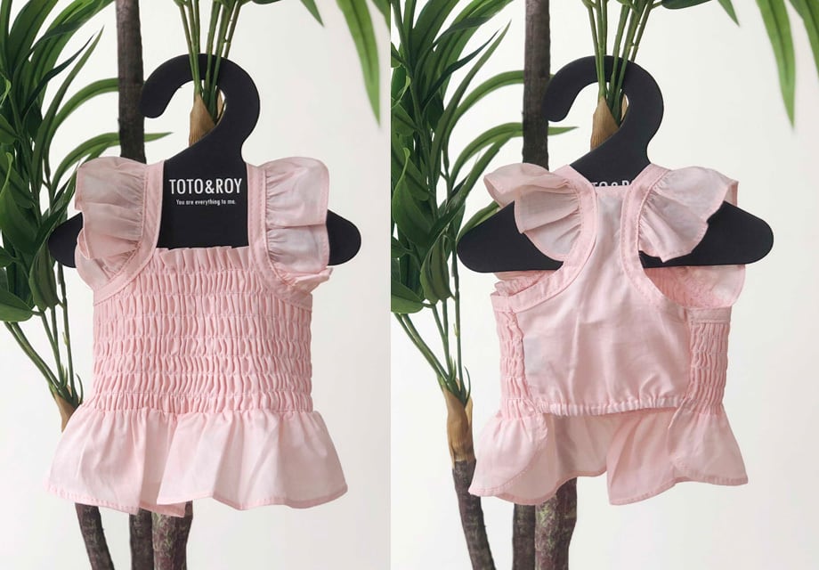 crop lace sleeveless / 犬服 ドッグウェア 犬の服 ペット洋服 無地 綿100% ブラウス ノースリーブ ショート丈 クロップドトップス 小型犬 中型犬 おパンツカット トップス フリル シンプル 夏 袖なし 涼しい top158