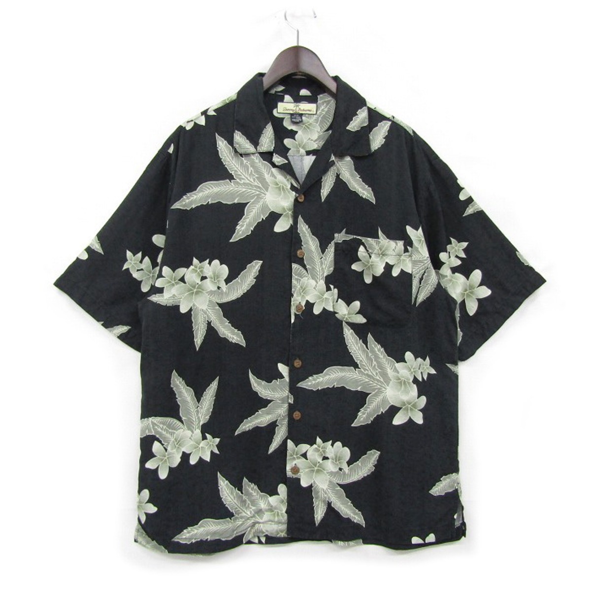 古着 TOMMY BAHAMA シルク 開襟 アロハシャツ ハワイアンシャツ 表記 