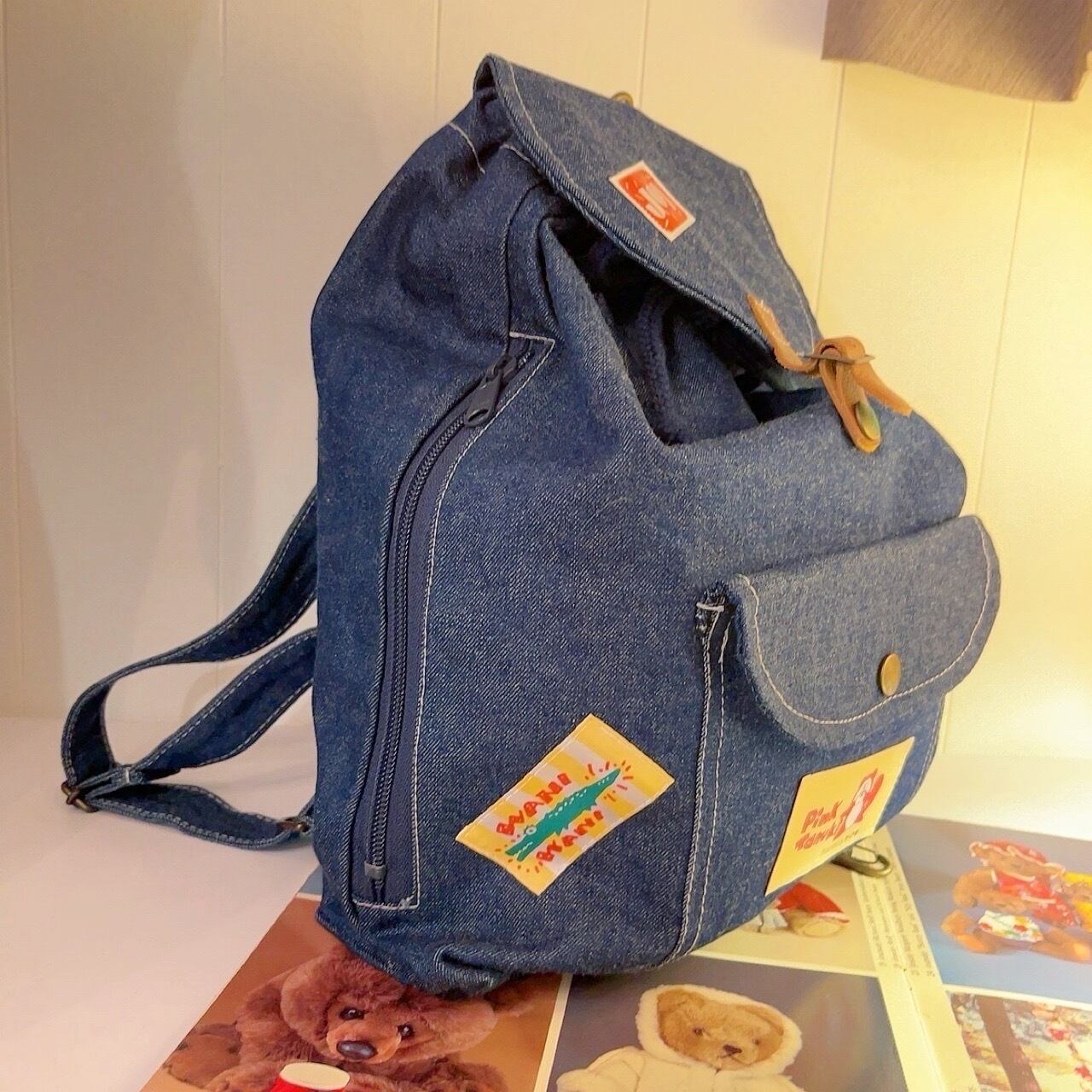 tanuki wappen denim backpack