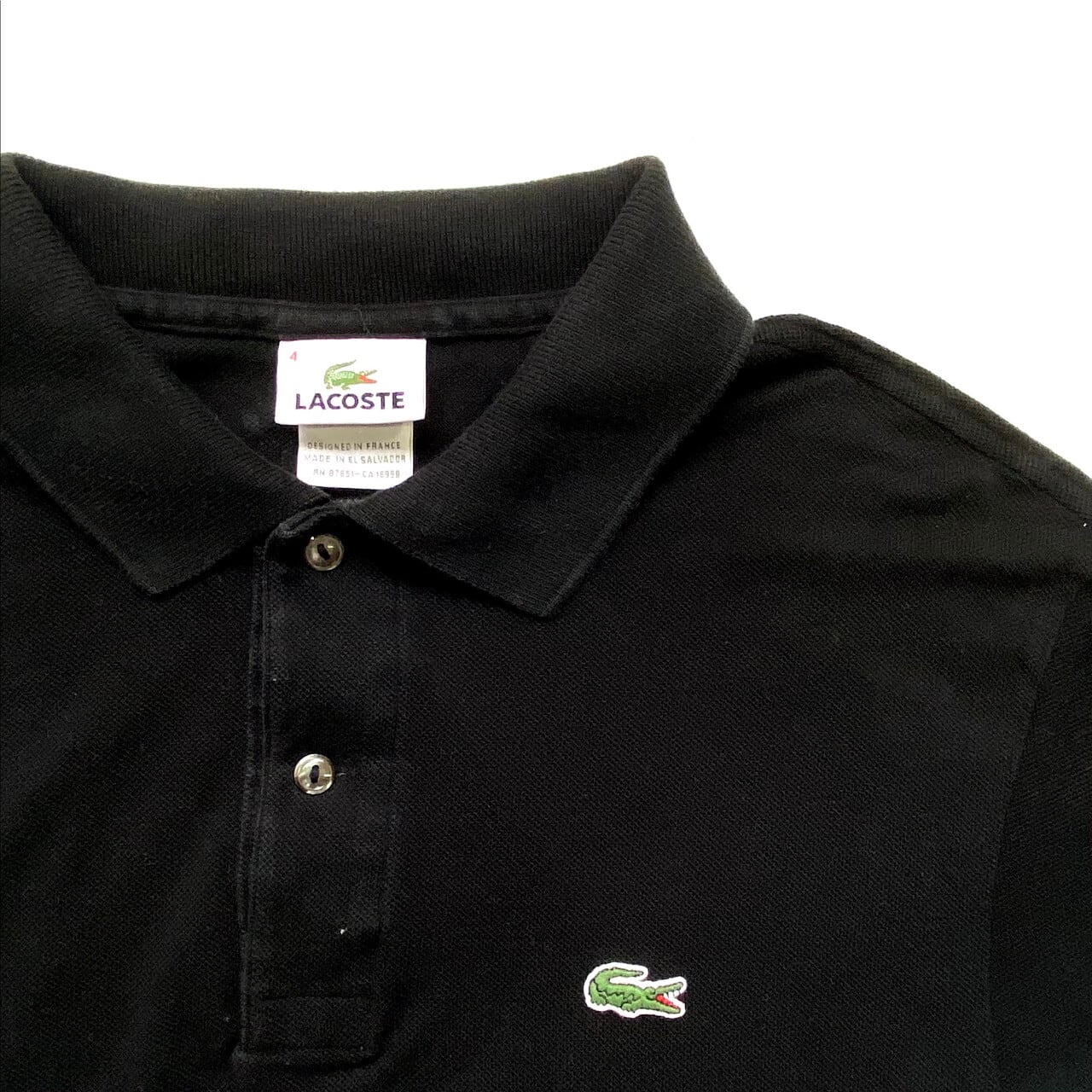 LACOSTE ラコステ ポロシャツ　フランス製　ブラック　定番　90s