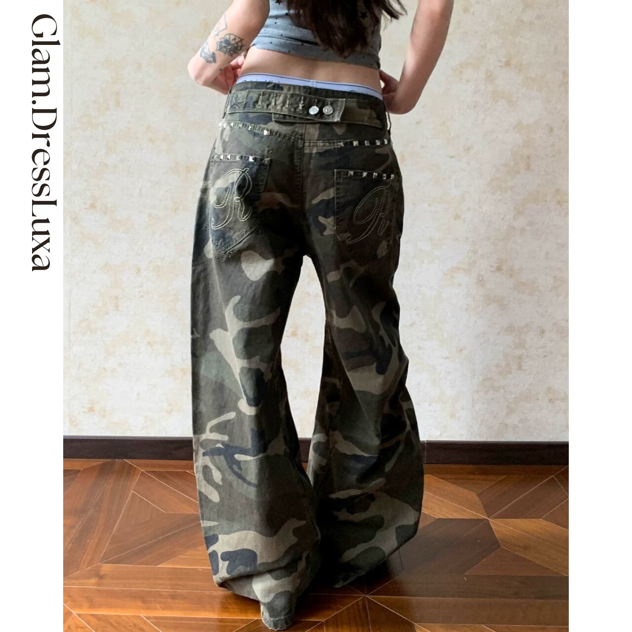 Camo Wide カモフラージュデニムパンツ_P371