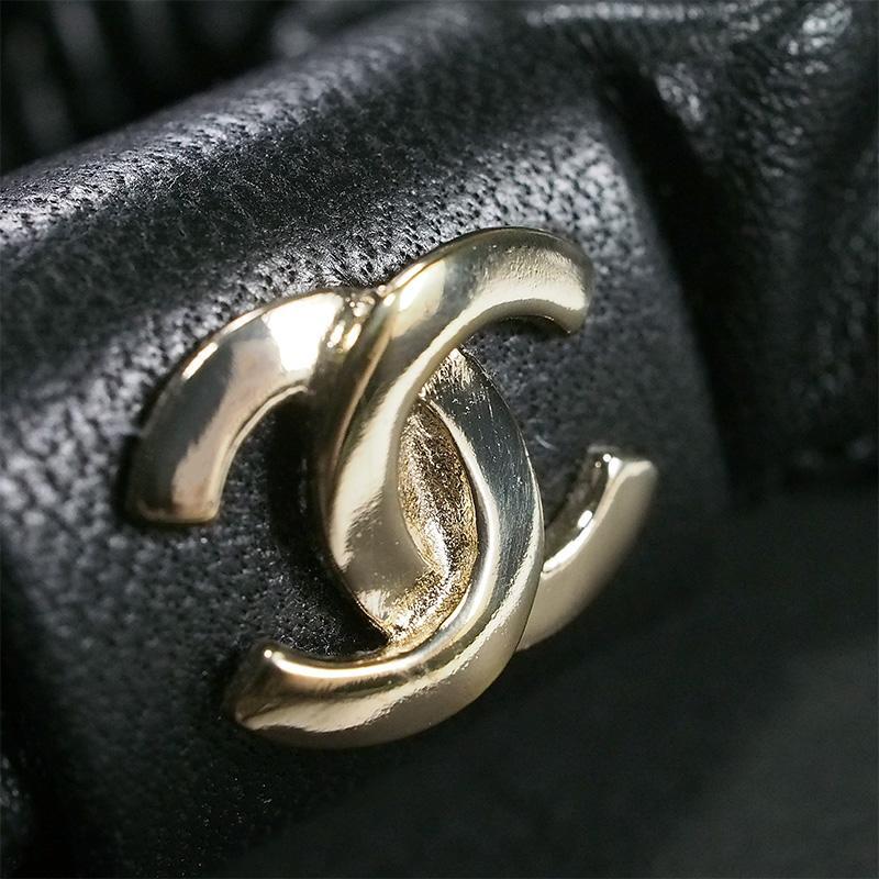 シャネル CHANEL ココマーク シュシュ レザー ブラック A21K AA7926