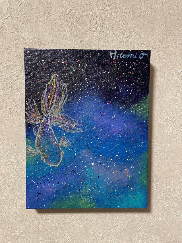 A-140/24】抽象画 風景画 夜空 宇宙 原画 絵画 キャンバス 真作 