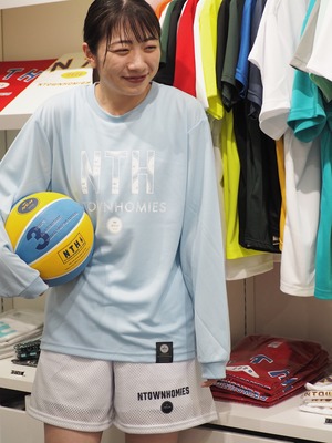 BASIC LOGO SL-LONGTEE(DRY) color Lightblue×White