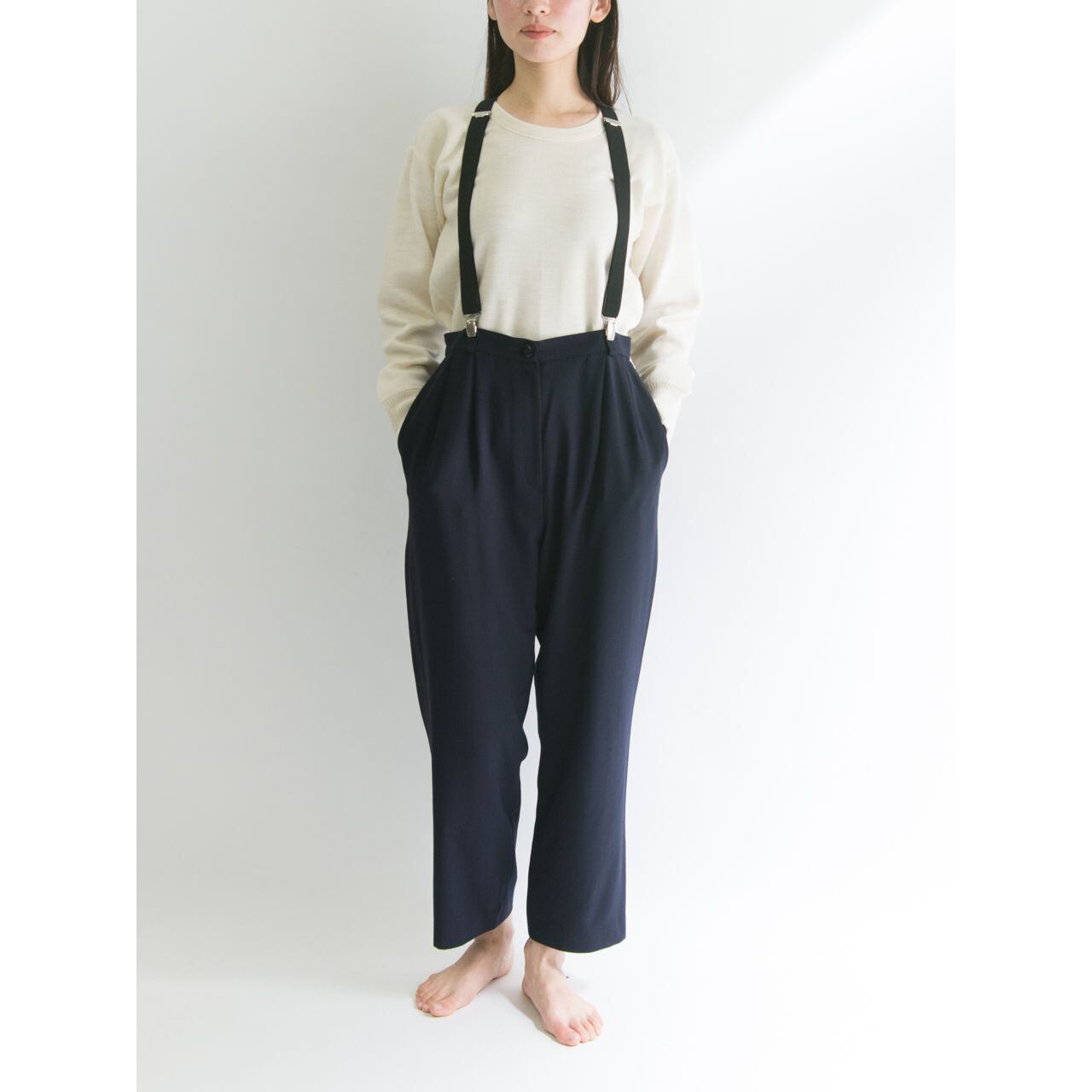 【Unknown brand】Made in Japan stretch wool 2tuck trousers pants（日本製 ストレッチウール2タックトラウザーズ パンツ）5c