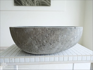 手洗鉢 自然石 洗面ボウルL-A62 洗面器 手洗いボウル 手洗い器 ウォッシュボウル 洗面資材 洗面材料 W52 x D45.5 x H16cm idawash