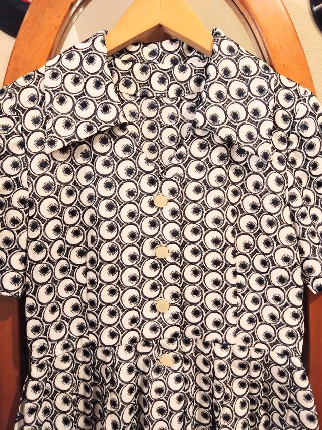 目玉刺繍ゴシックワンピース/ホラーアンティークレトロハンドメイド古着服卵