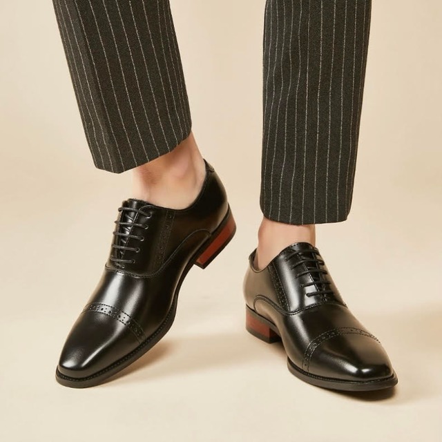 木製ヒールオックスフォードレザービジネスシューズ　V0251
