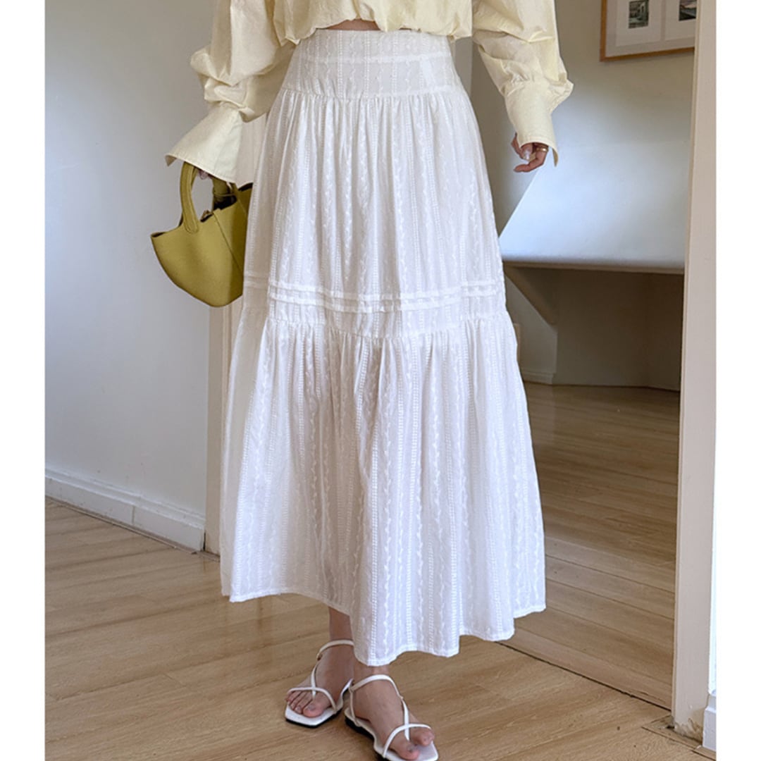 white cotton textured skirt