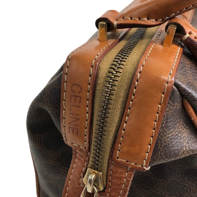 CELINE セリーヌ マカダム ハンドバッグ ブラウン 2way PVCレザー ミニボストン vintage ヴィンテージ オールド 2dn4ih