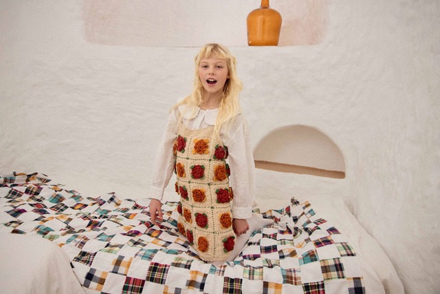 《即納》FISH&KIDS/ CROCHET FLOWERS PATCHWORK DRESS
