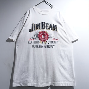 90s "JIM BEAM" White Logo Print Design Whiskey T-Shirt