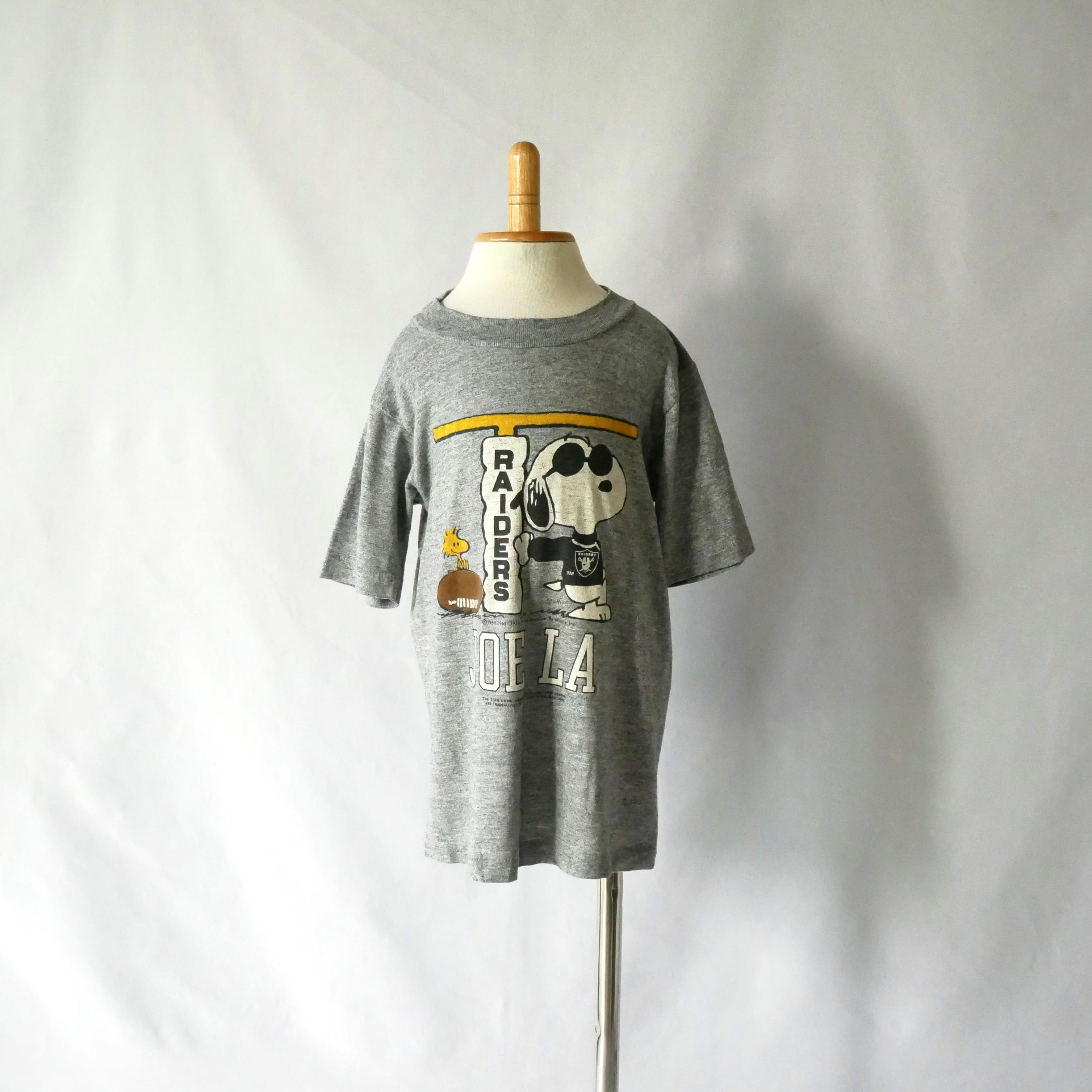 KIDS】80s vintage madein USA ARTEX SNOOPY RAIDERS grey Tshirt 80