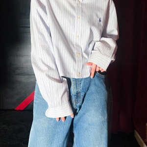 リメイク Ralph Lauren クロップドシャツ <blue stripe>