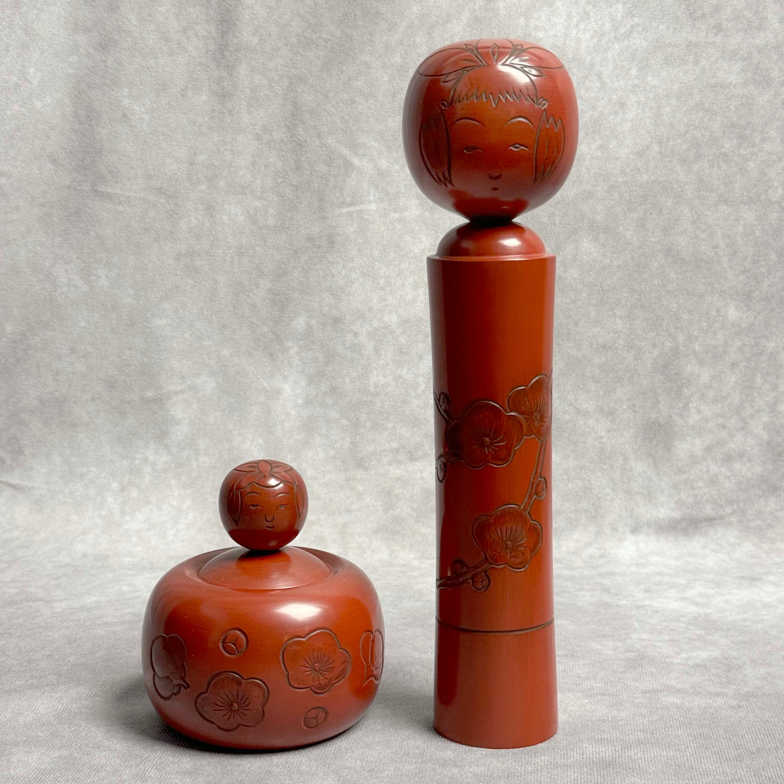 伝統工芸「鎌倉彫こけし」ペア(No.31)