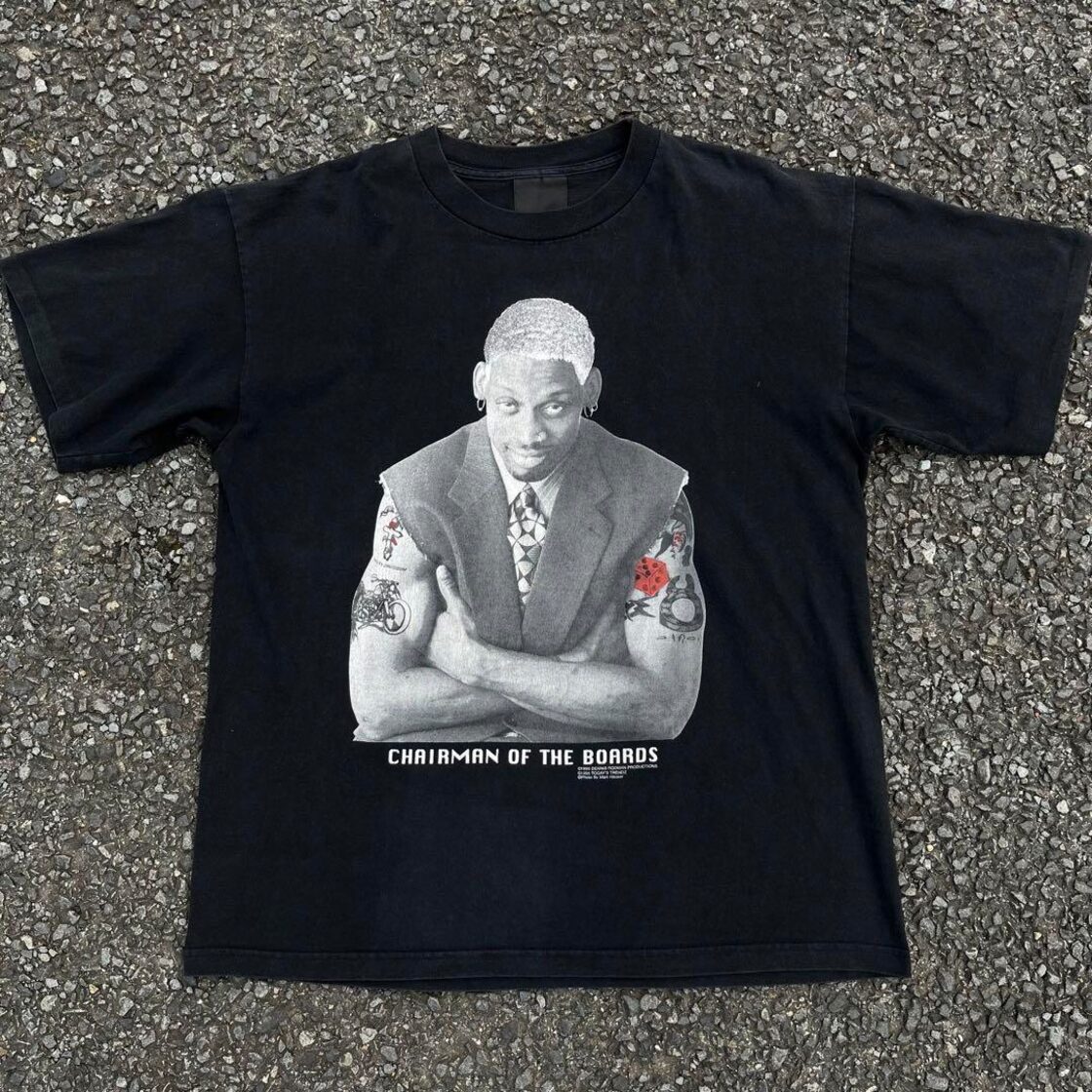 蓄光】90s デニス ロッドマン Rodman フォト Tシャツ raptee ブラック 