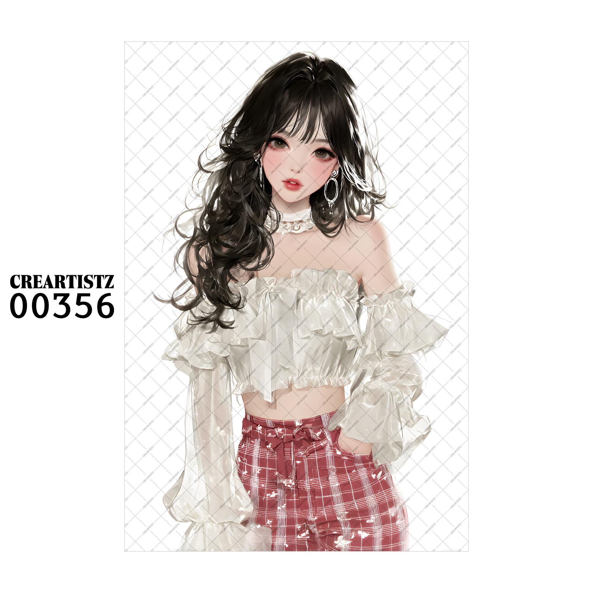 00356 ガール キュート オリジナル ペーパー/ステッカー 4枚セット CREARTISTZ