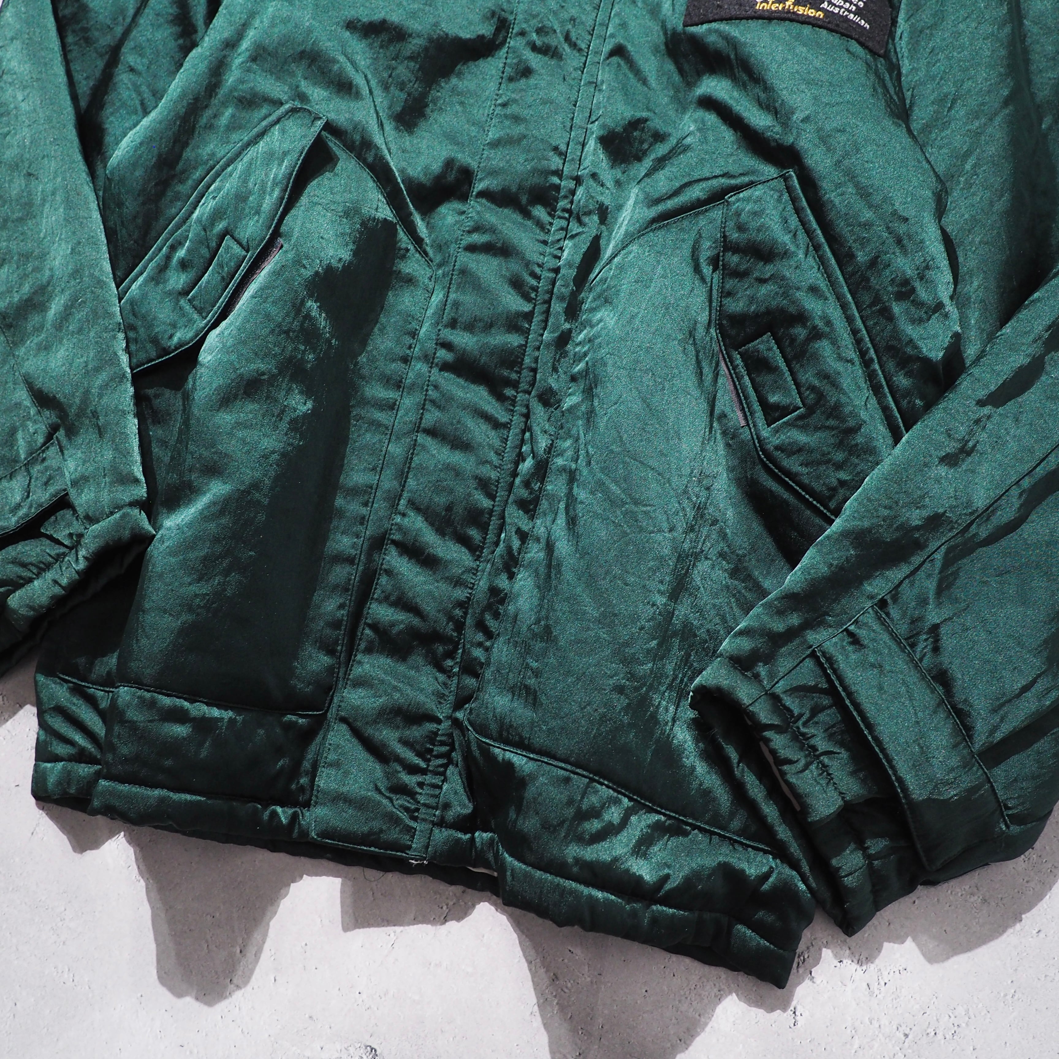 1980 - 90s " INTER FUSION " Beautiful Green × Pop Lining vintage Racing Blouson